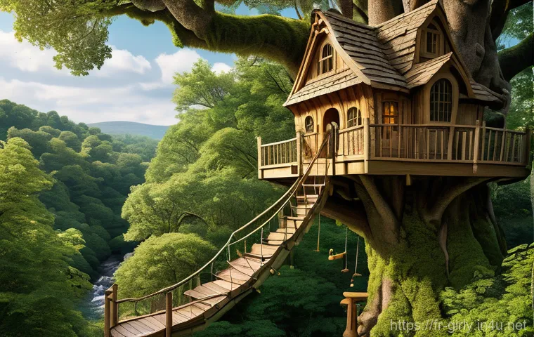 숲속 친구들 나무집 세트 - "A charming, whimsical scene depicting an enchanting 'Forest Friends' gathering around a beautifully...