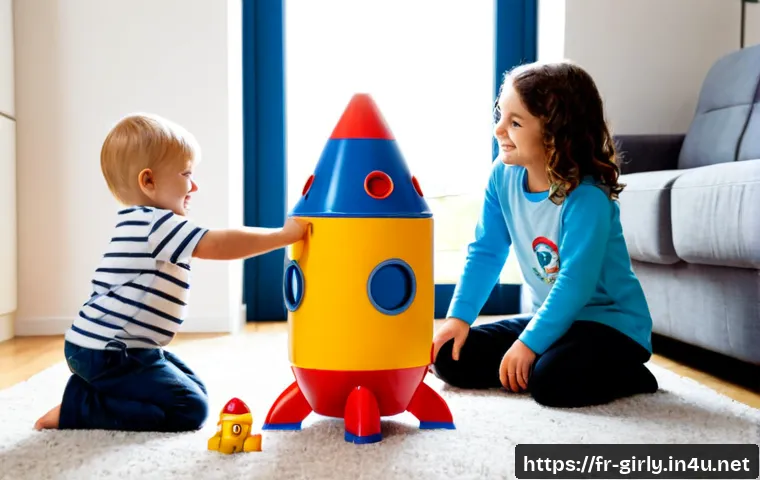 Home 17 핑크퐁 우주탐험 배 세트 - Photorealistic children’s space adventure toy ship playset on a tidy French family living-room floor...